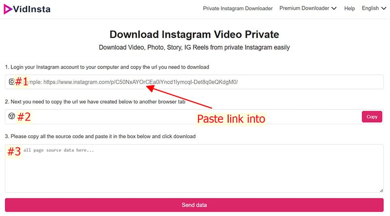 paste private url to input 1